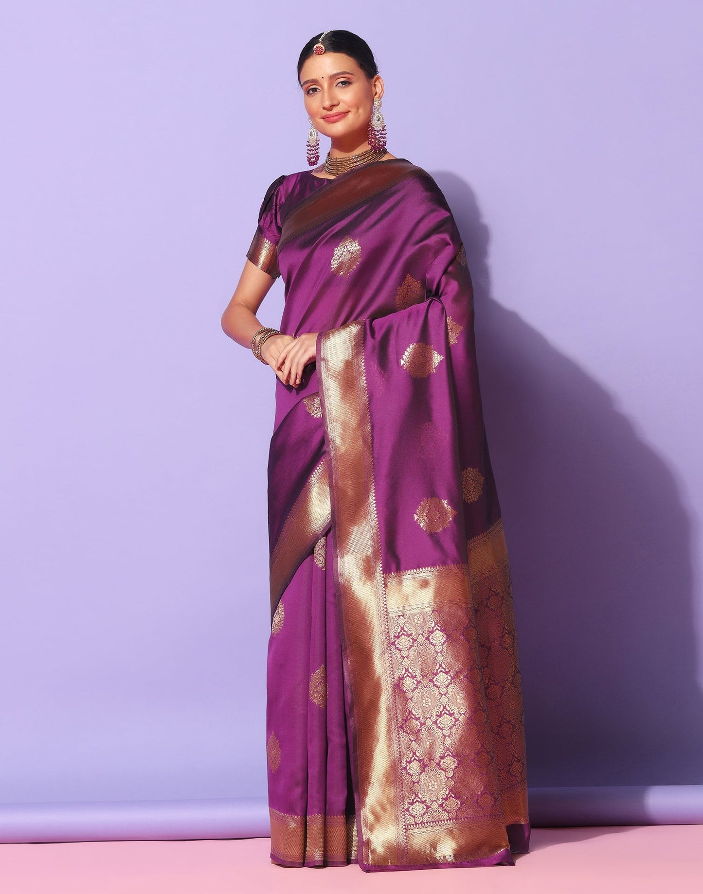 Purple Banarasi Silk Saree | Sudathi