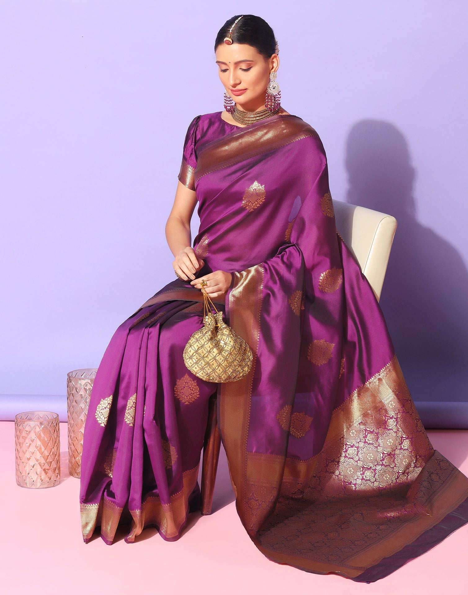 Purple Banarasi Silk Saree | Sudathi