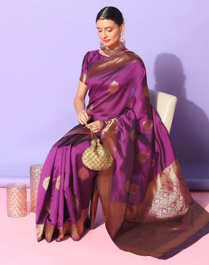 Purple Banarasi Silk Saree | Sudathi