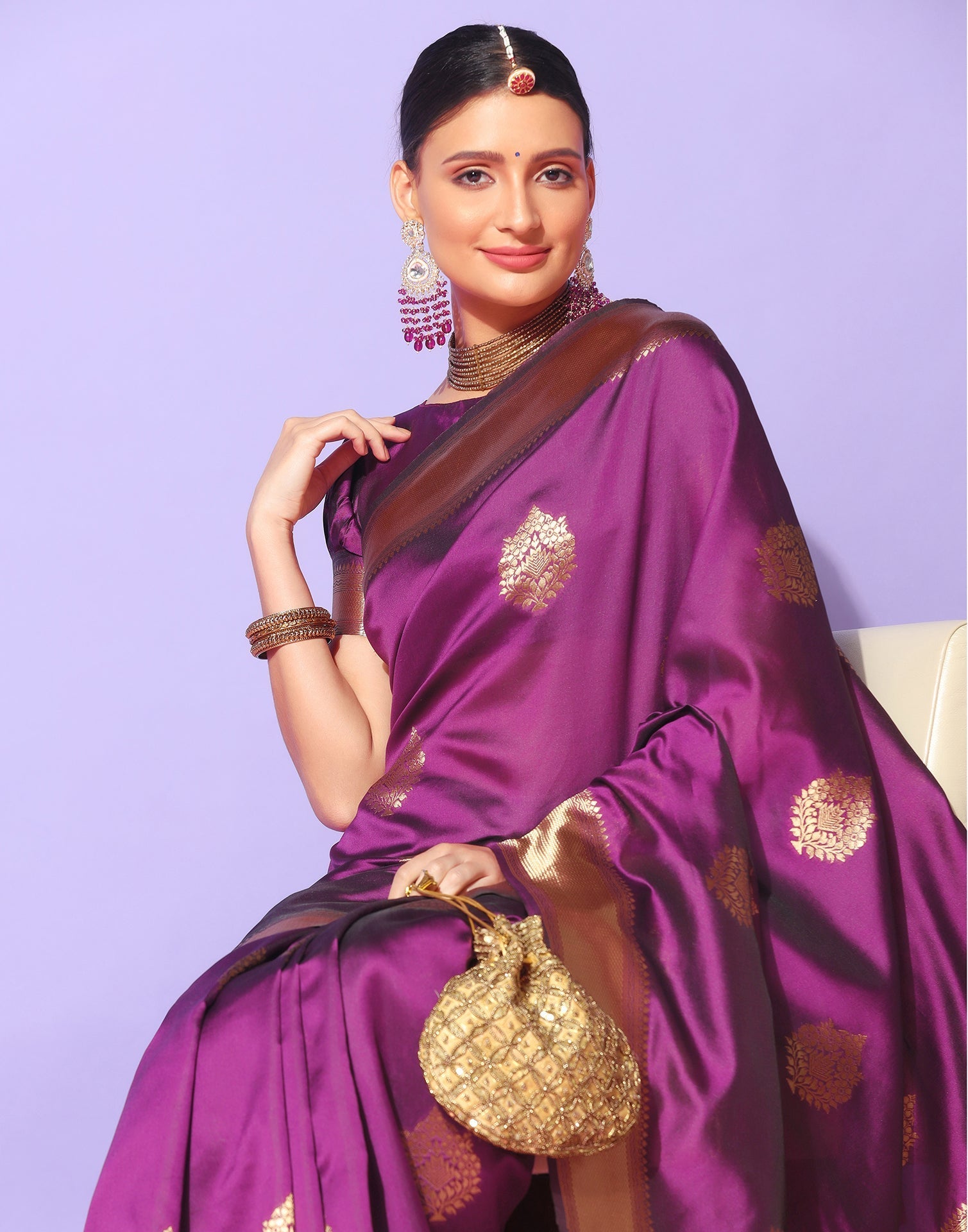 Purple Banarasi Silk Saree | Sudathi