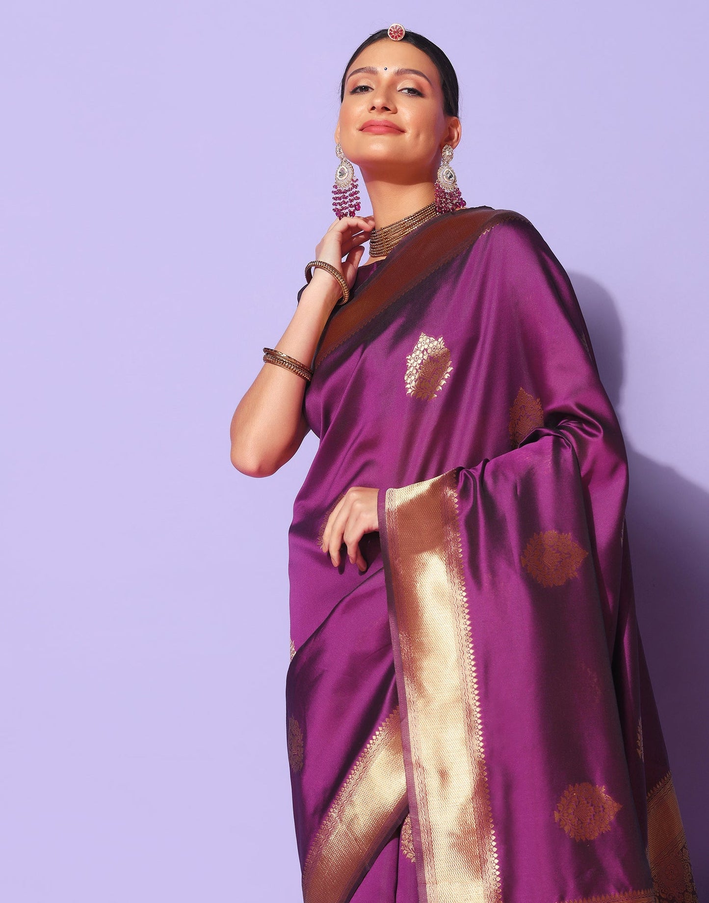 Purple Banarasi Silk Saree | Sudathi