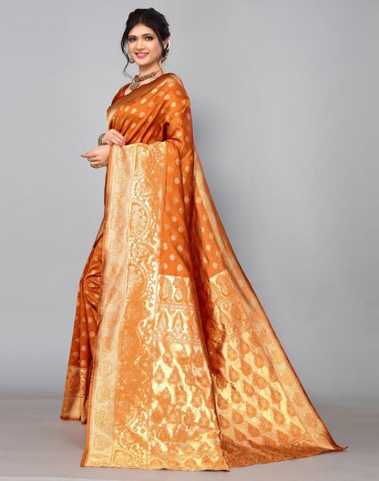 Dark Orange Banarasi Silk Saree | Sudathi