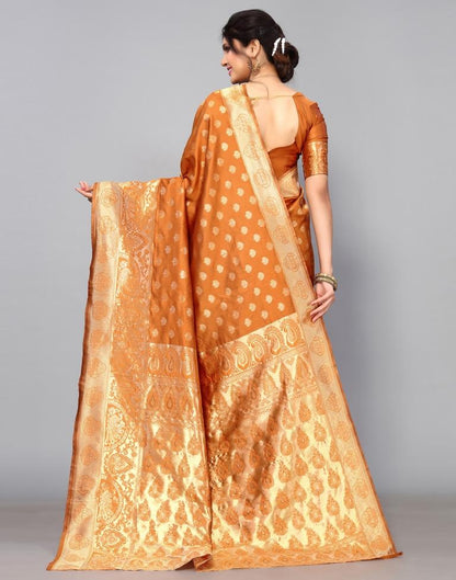 Dark Orange Banarasi Silk Saree | Sudathi