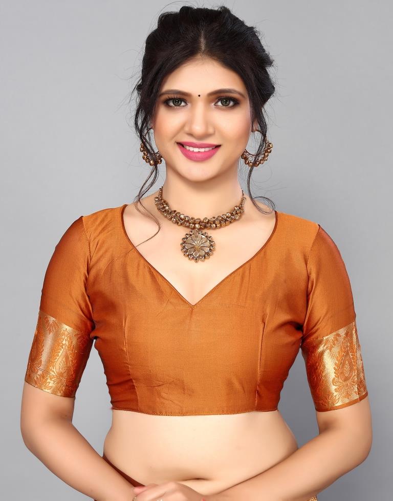Dark Orange Banarasi Silk Saree | Sudathi