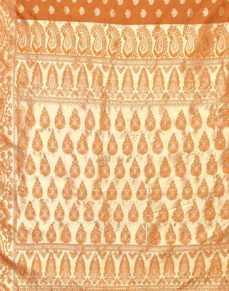 Dark Orange Banarasi Silk Saree | Sudathi