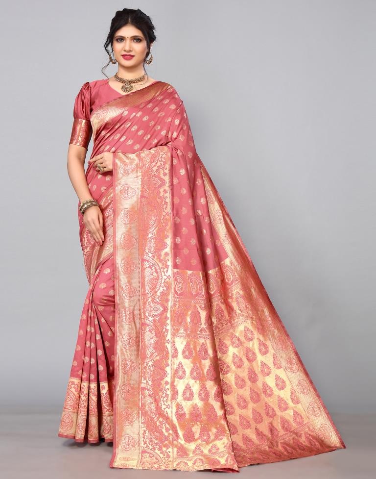 Dusty Pink Banarasi Silk Saree | Sudathi