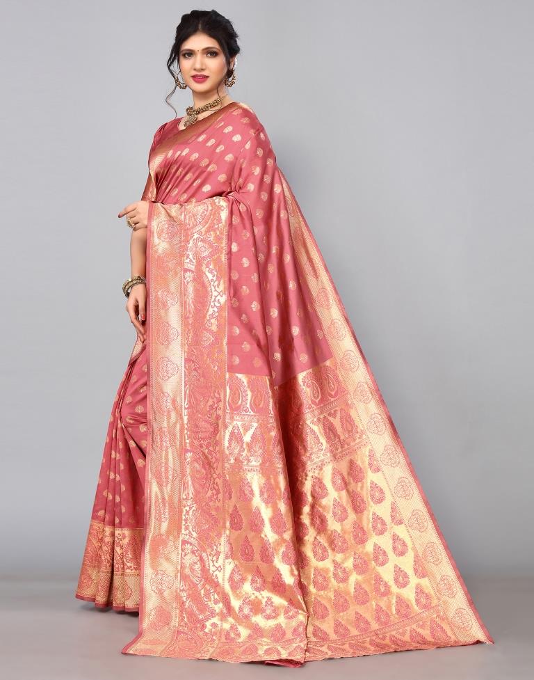 Dusty Pink Banarasi Silk Saree | Sudathi