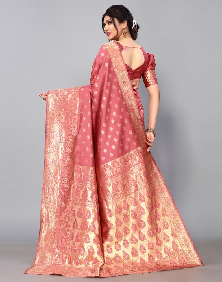 Dusty Pink Banarasi Silk Saree | Sudathi
