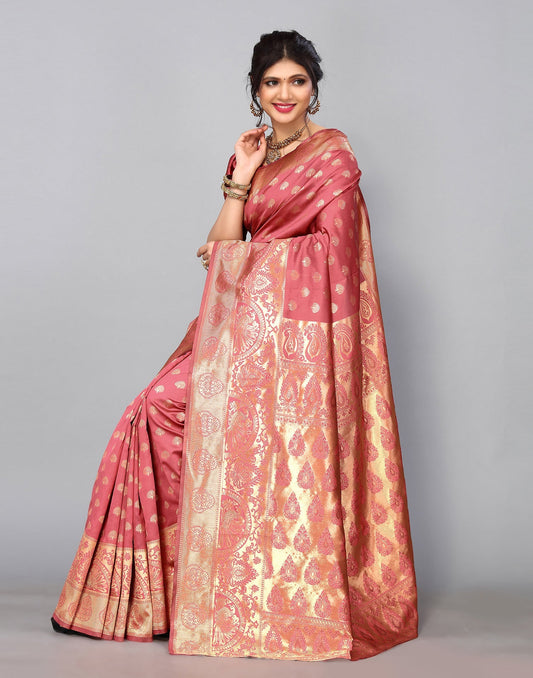 Dusty Pink Banarasi Silk Saree | Sudathi