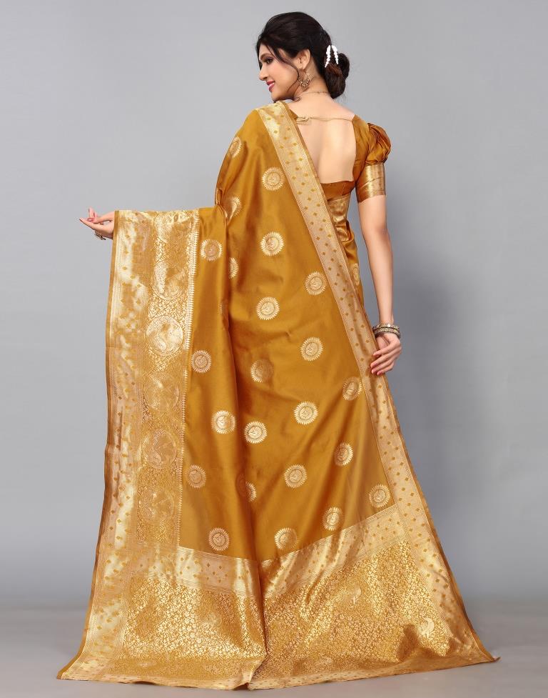 Mustard Yellow Banarasi Silk Saree | Sudathi