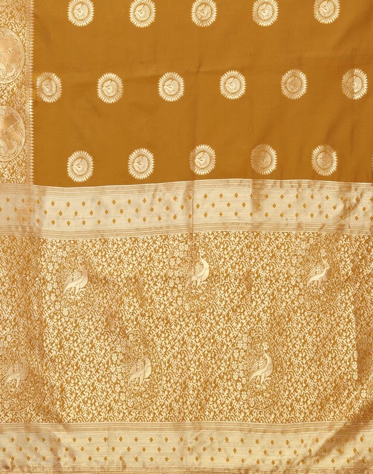 Mustard Yellow Banarasi Silk Saree | Sudathi