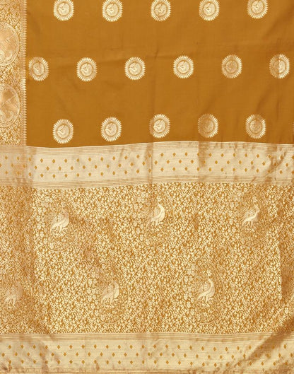 Mustard Yellow Banarasi Silk Saree | Sudathi