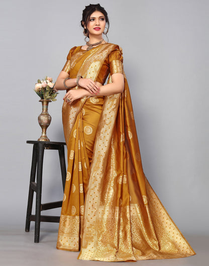Mustard Yellow Banarasi Silk Saree | Sudathi