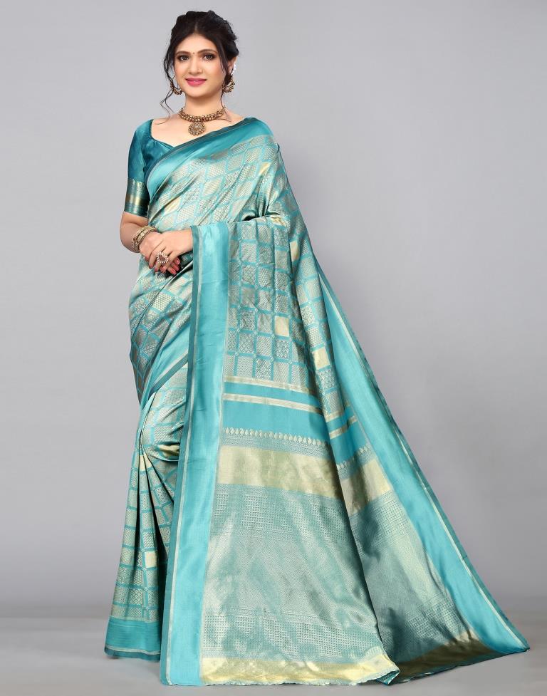 Light Blue Kanjivaram Silk Saree | Sudathi