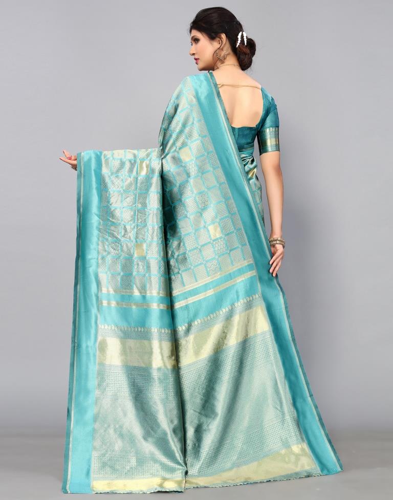 Light Blue Kanjivaram Silk Saree | Sudathi