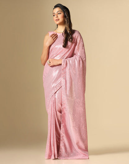 Light Pink Georgette Sequence Saree | Leemboodi