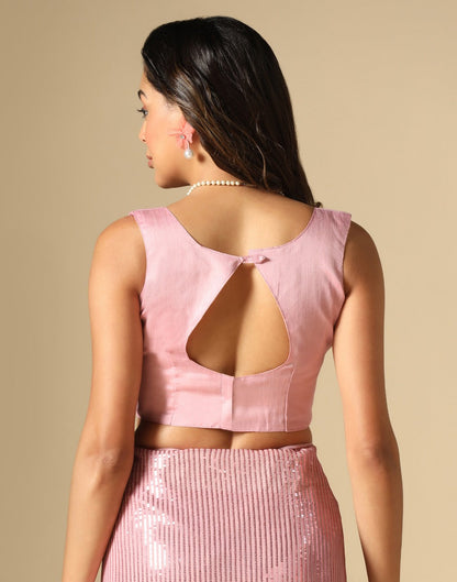 Light Pink Georgette Sequence Saree | Leemboodi