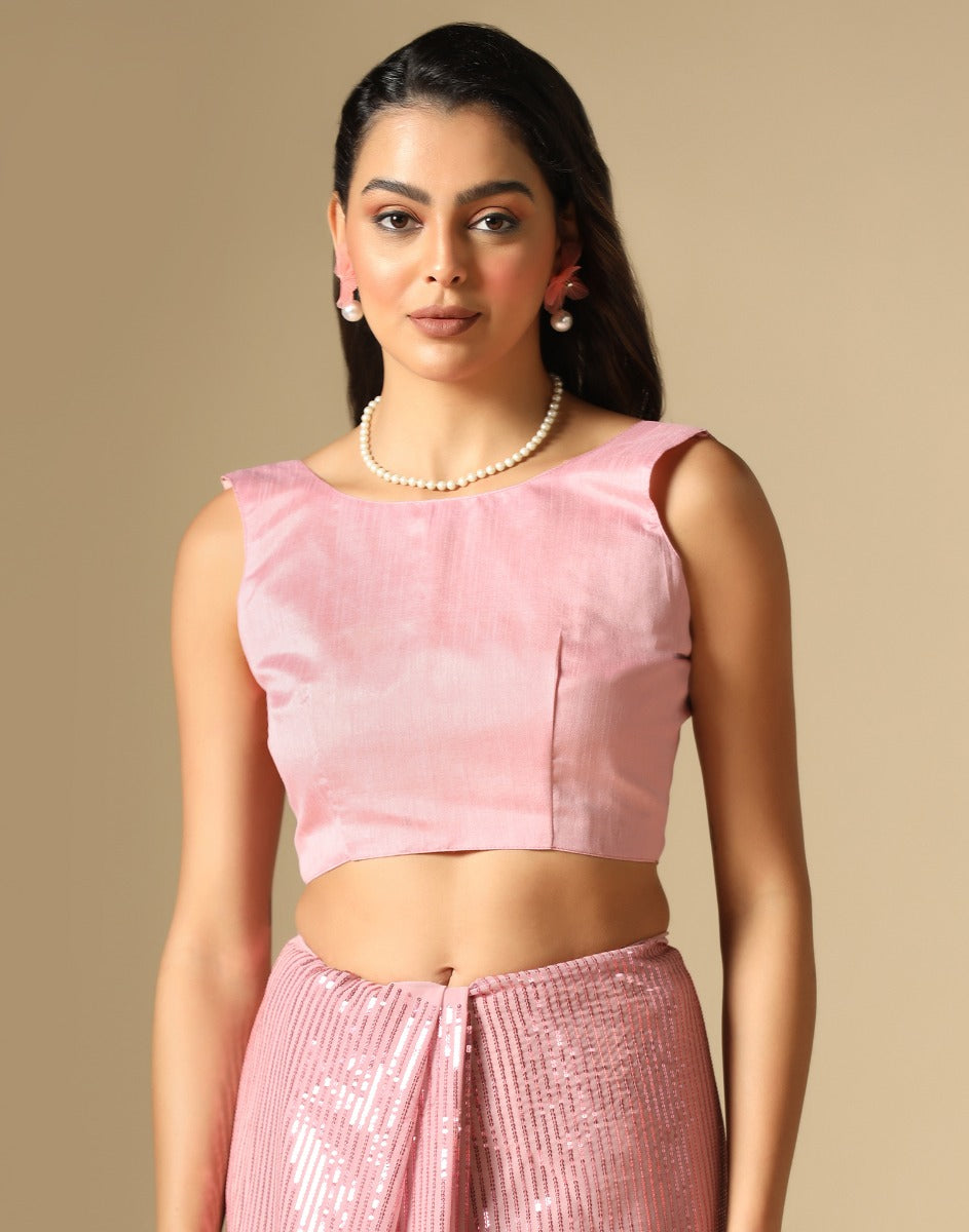 Light Pink Georgette Sequence Saree | Leemboodi