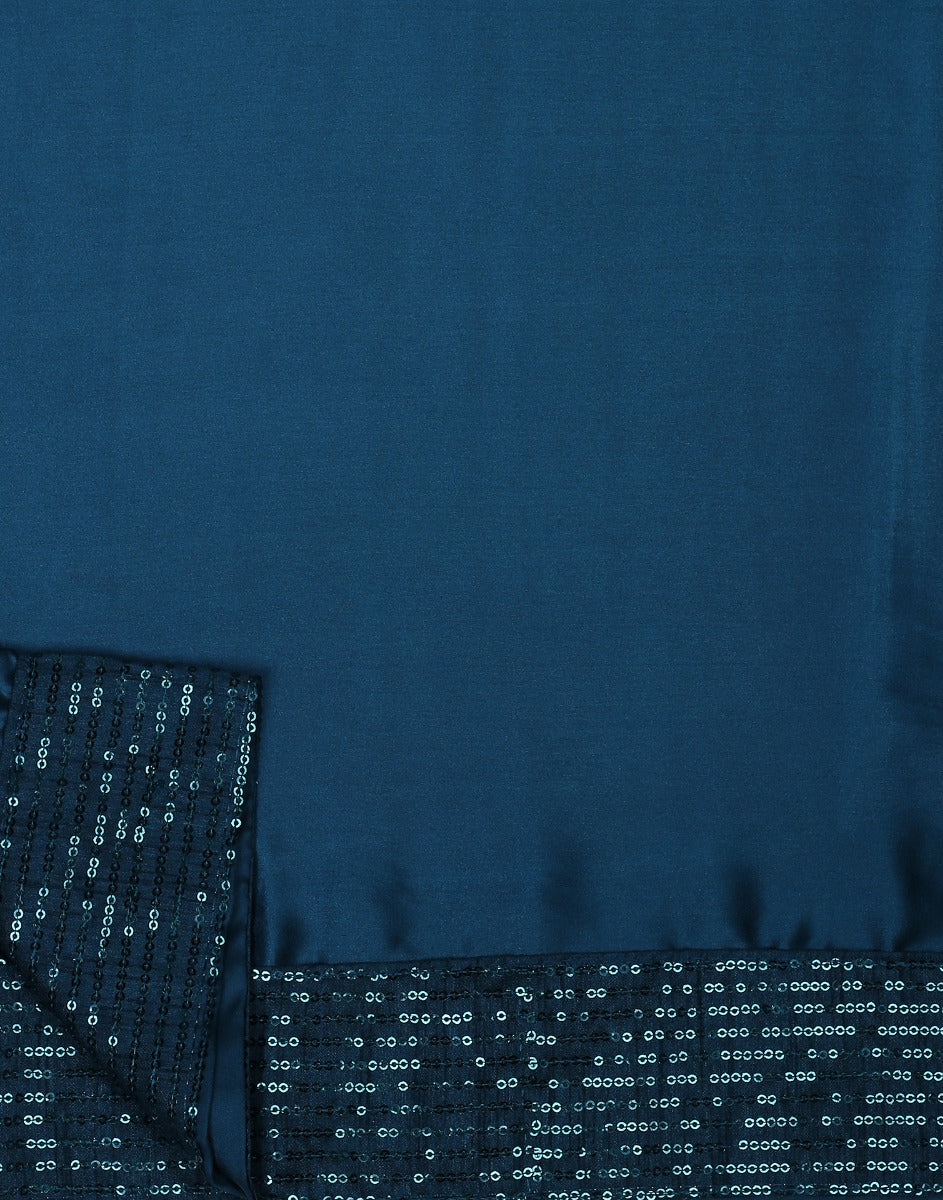 Dark Teal Georgette Sequence Saree | Leemboodi