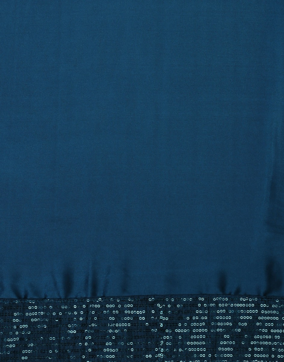 Dark Teal Georgette Sequence Saree | Leemboodi