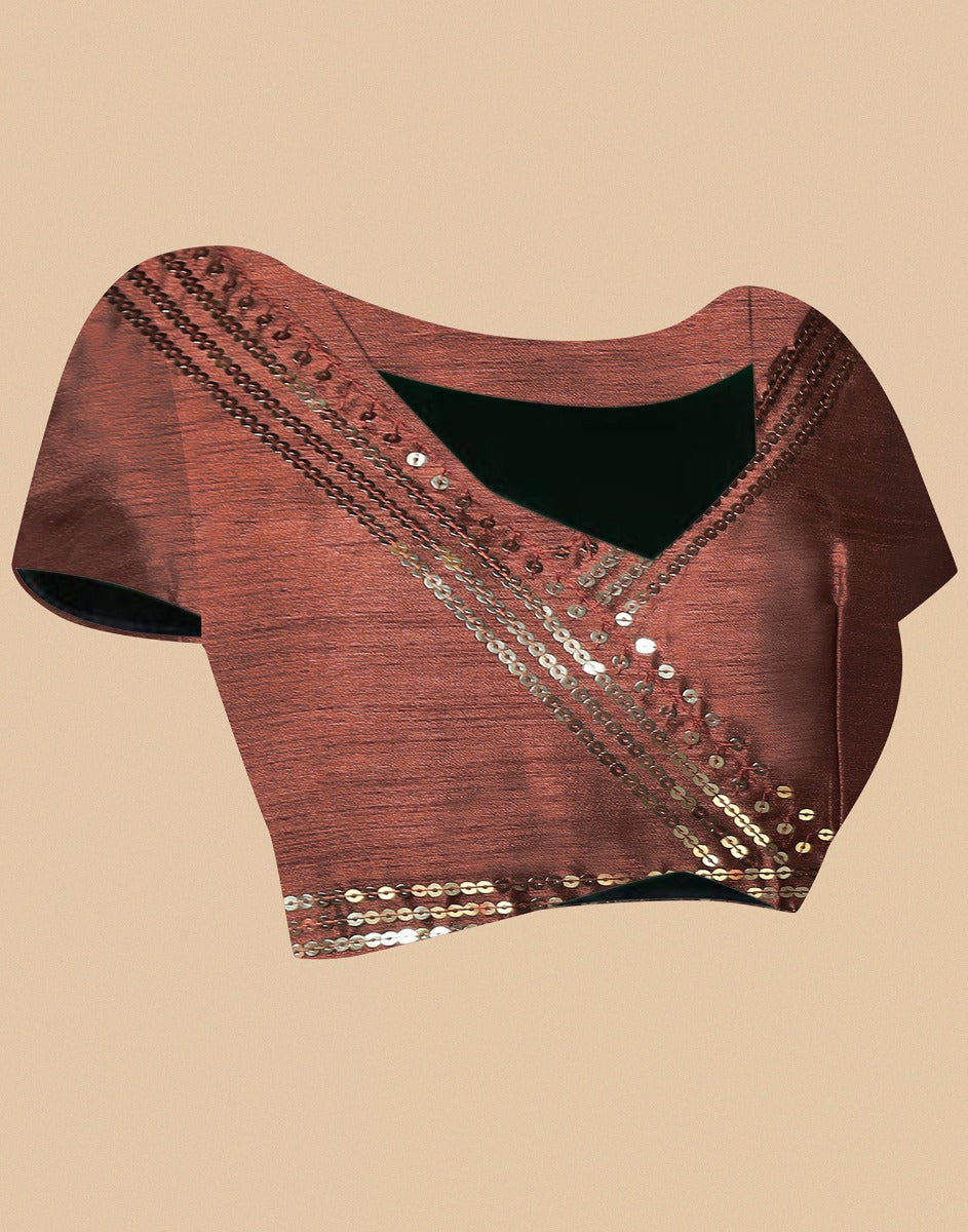 Brown Georgette Sequence Saree | Leemboodi
