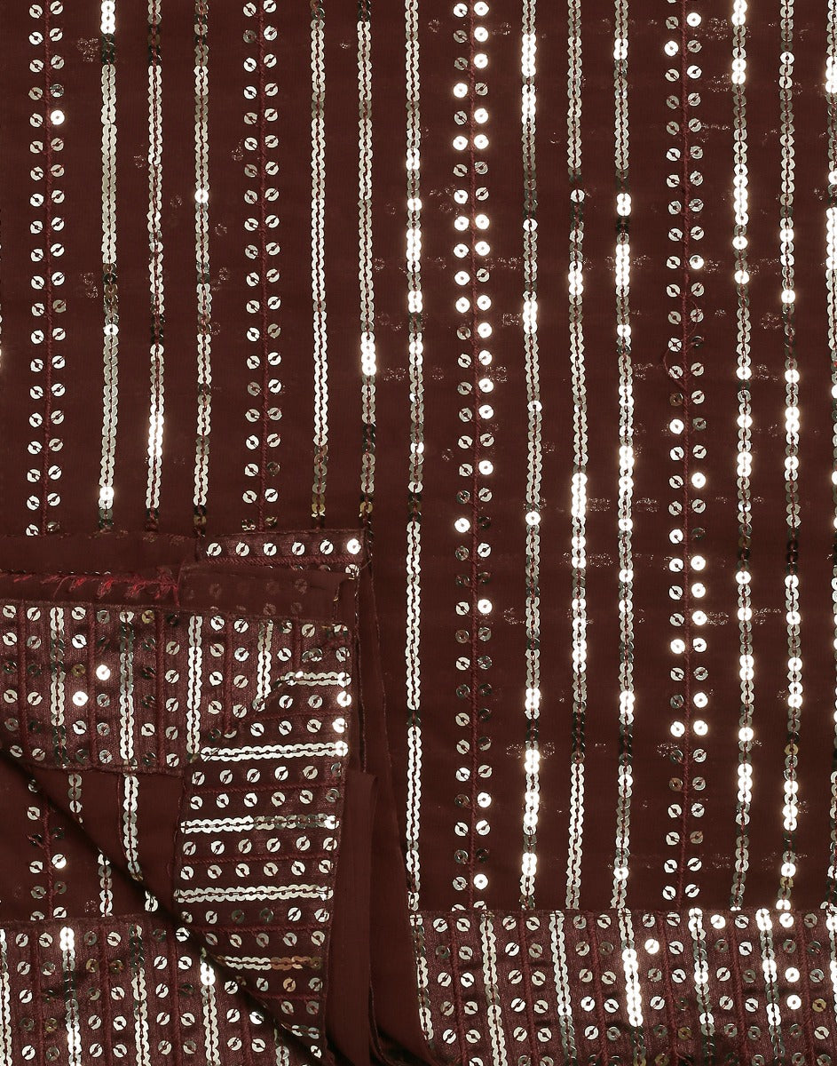 Brown Georgette Sequence Saree | Leemboodi