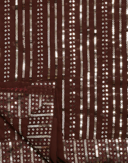 Brown Georgette Sequence Saree | Leemboodi