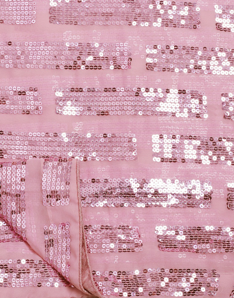 Light Pink Georgette Sequence Saree | Leemboodi