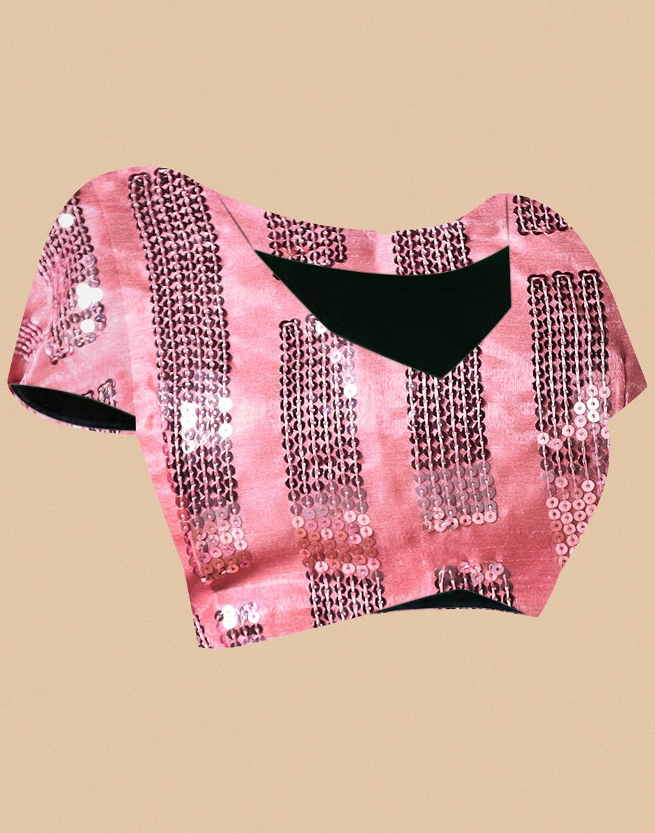 Light Pink Georgette Sequence Saree | Leemboodi