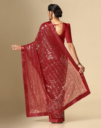 Maroon Georgette Sequence Saree | Leemboodi