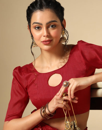 Maroon Georgette Sequence Saree | Leemboodi