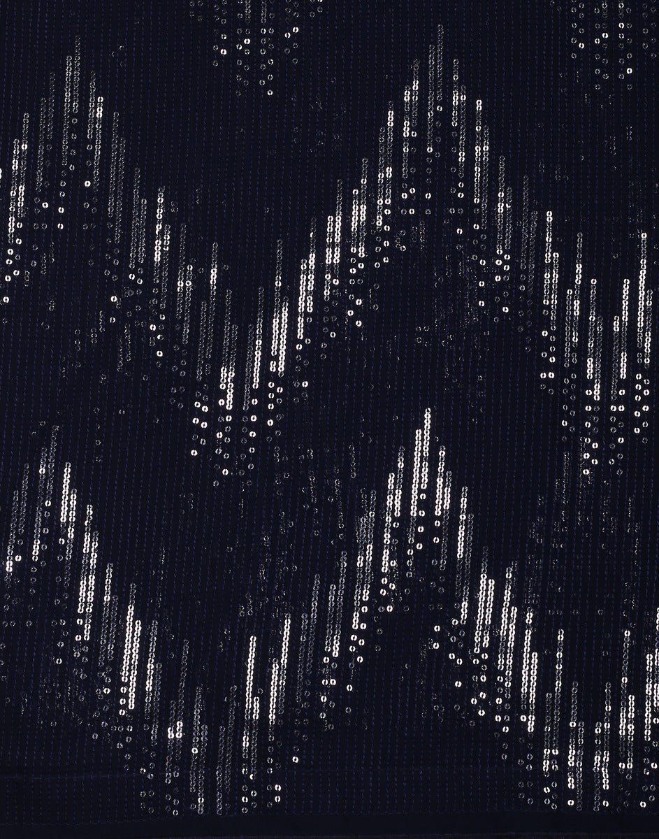 Navy Blue Georgette Sequence Saree | Leemboodi