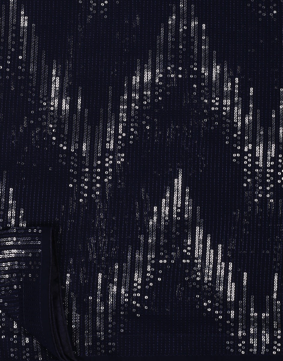 Navy Blue Georgette Sequence Saree | Leemboodi