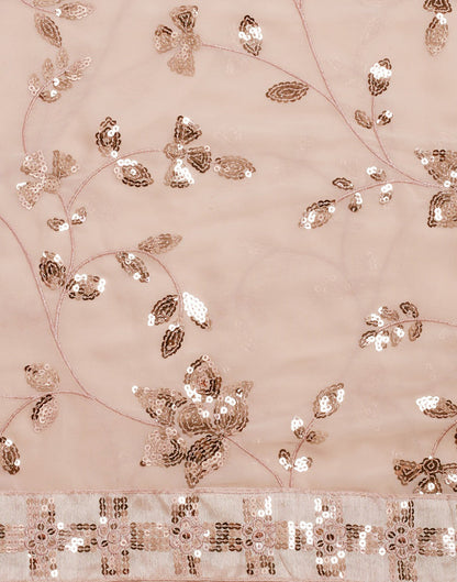 Peach Georgette Sequence Saree | Leemboodi