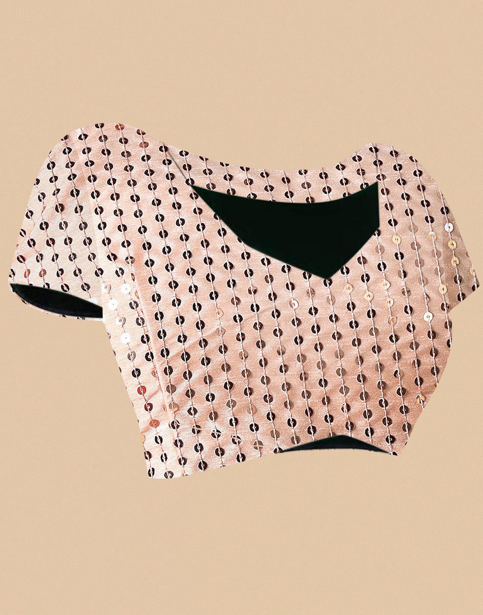 Peach Georgette Sequence Saree | Leemboodi