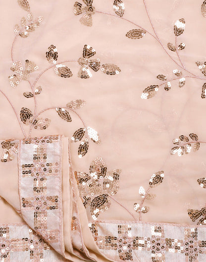 Peach Georgette Sequence Saree | Leemboodi