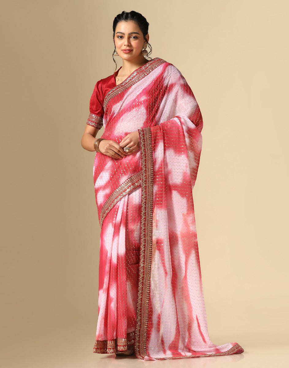 Light Pink Georgette Sequence Saree | Leemboodi