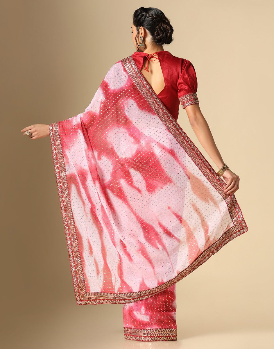 Light Pink Georgette Sequence Saree | Leemboodi