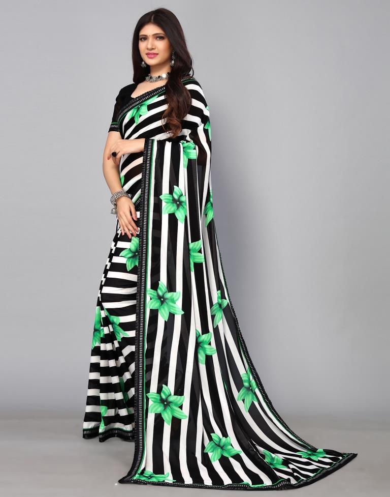 Black Printed Saree | Leemboodi
