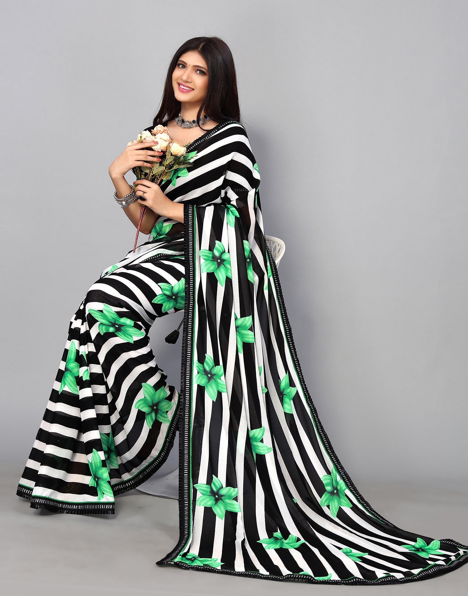 Black Printed Saree | Leemboodi