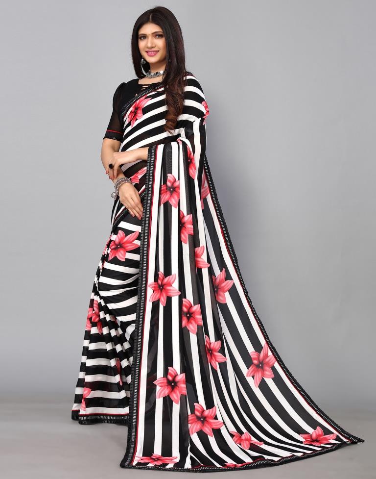Black Printed Saree | Leemboodi