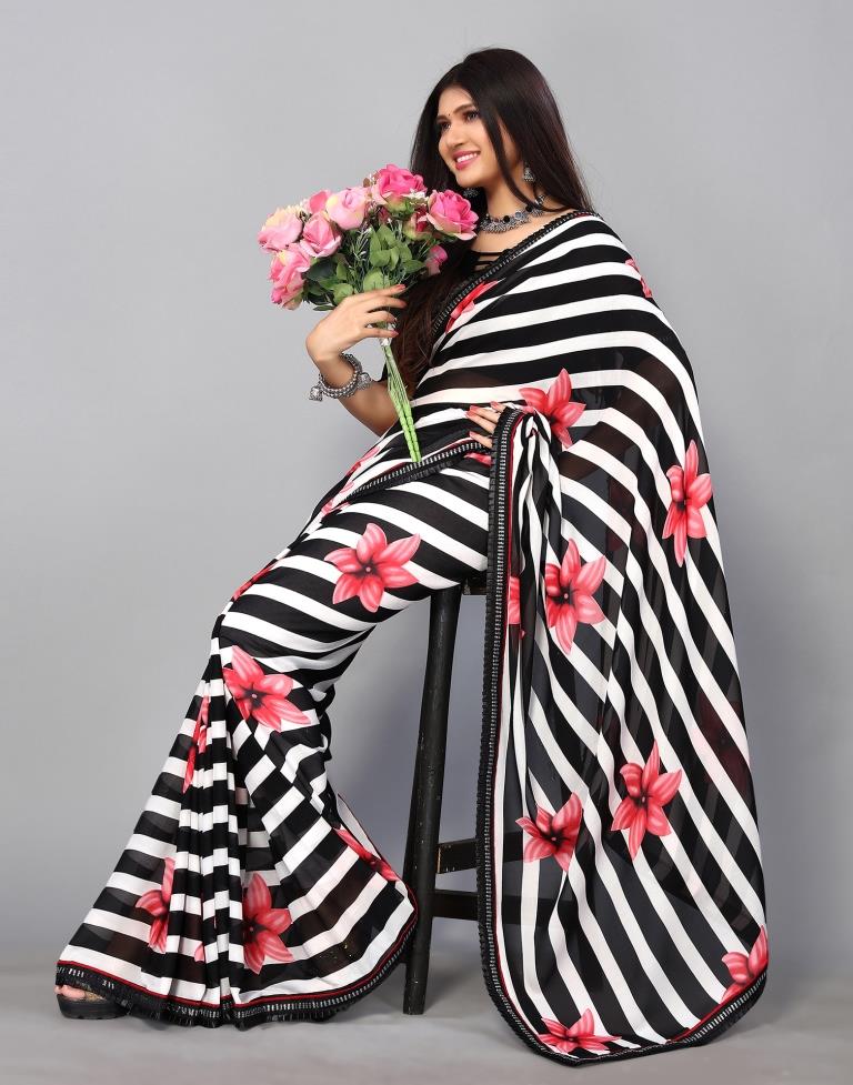 Black Printed Saree | Leemboodi