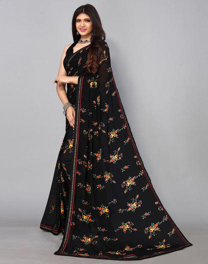 Black Printed Saree | Leemboodi