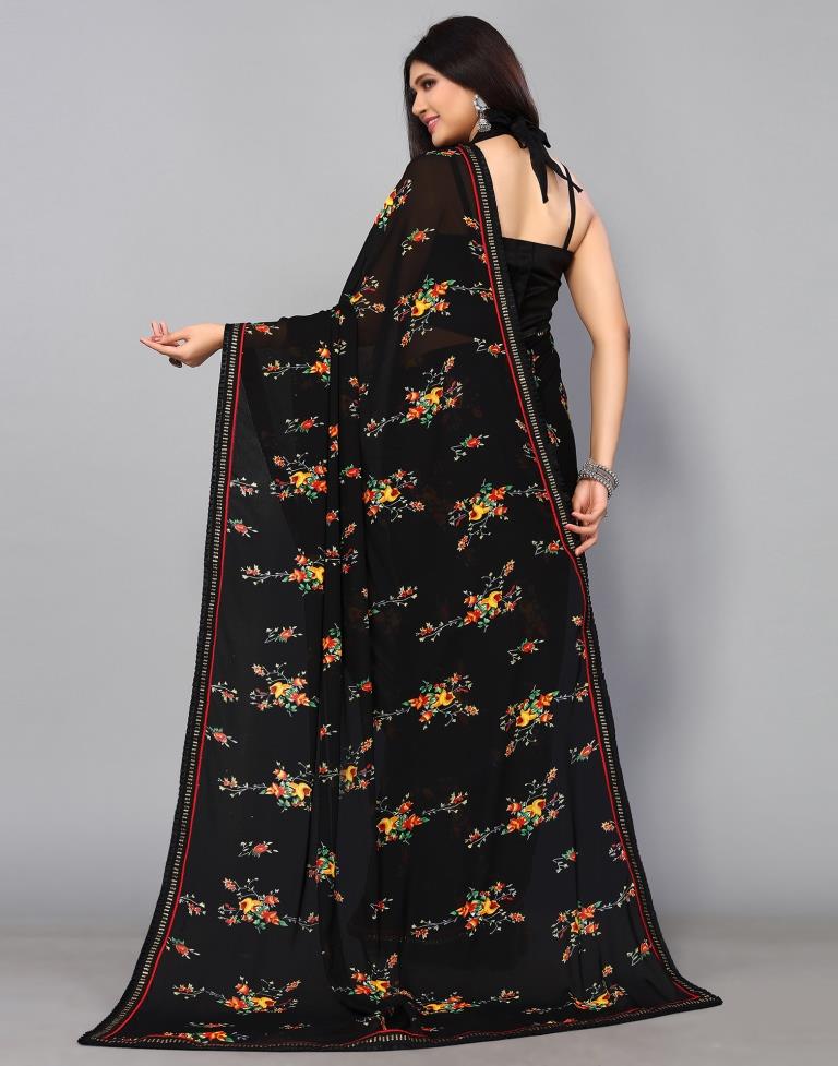 Black Printed Saree | Leemboodi