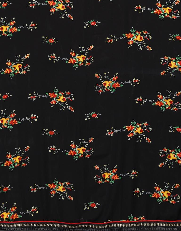 Black Printed Saree | Leemboodi