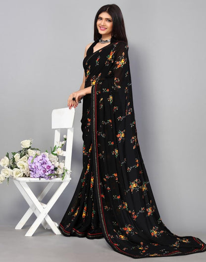 Black Printed Saree | Leemboodi