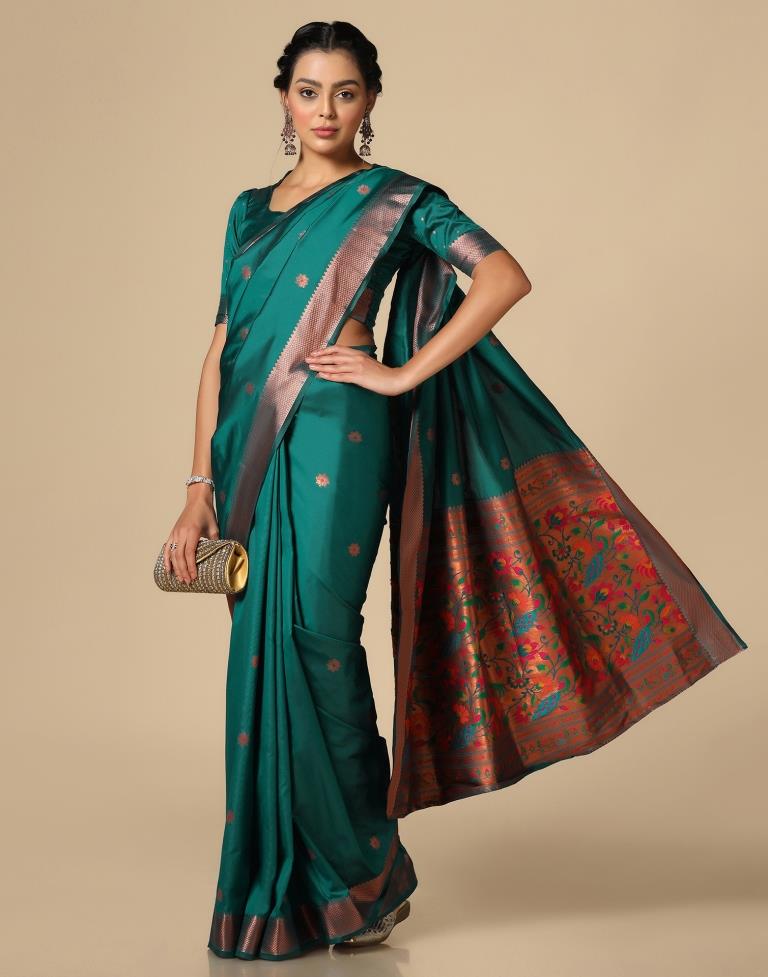Rama Green Silk Saree | Leemboodi