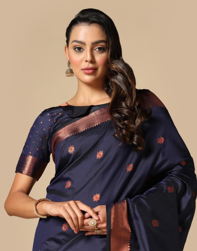 Dark Blue Silk Saree | Leemboodi