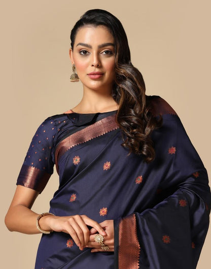 Dark Blue Silk Saree | Leemboodi