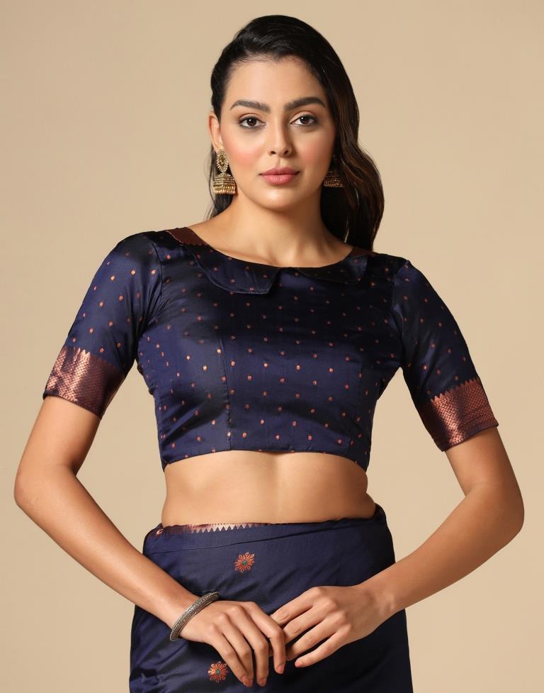 Dark Blue Silk Saree | Leemboodi